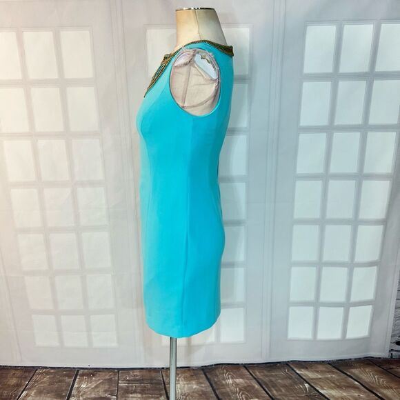 Lilly Pulitzer solid blue beaded cutout neckline shift dress size 2 - Picture 7 of 11